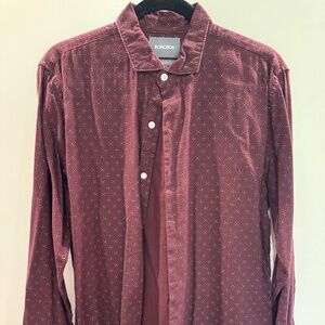 Bonobos Shirt Mens Red Patterned Button Down Long Sleeve